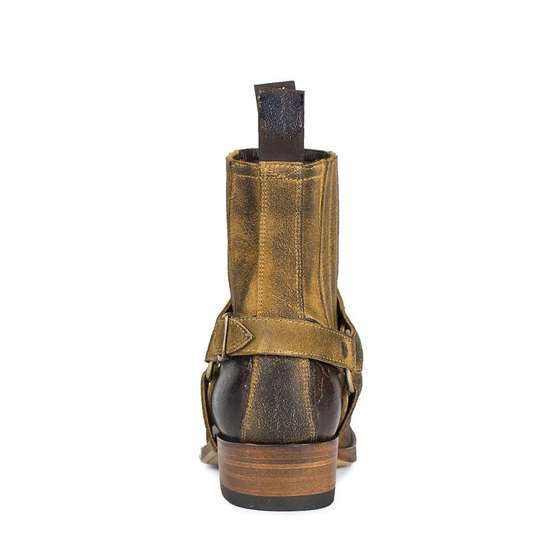 Brown buckled boots