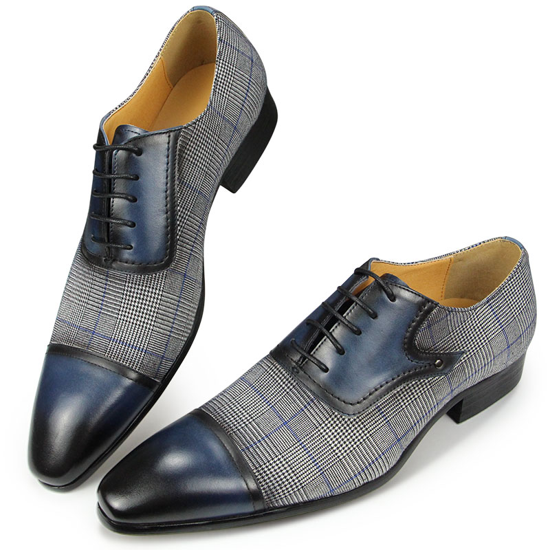 [Copy]Men's Crocodile Print Leather Oxford Shoes - Brown & Black