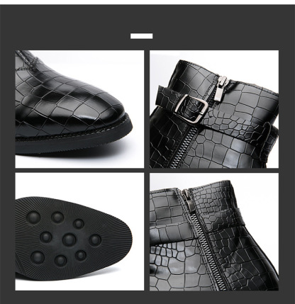 Fashion high top buckle men's boots