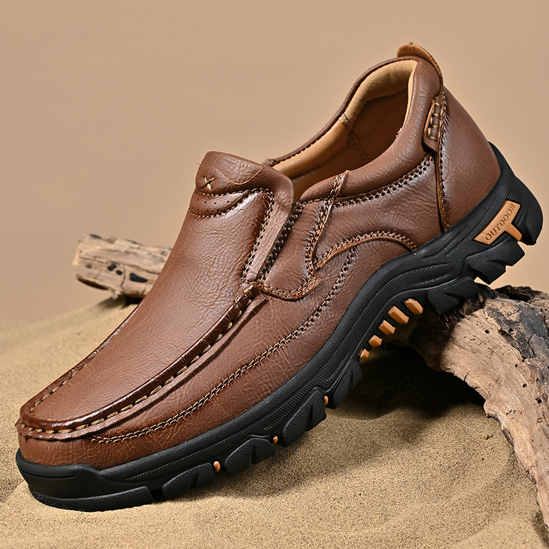 Men's Non-slip Walking Leather Lightweight Breathable Casual Loafers