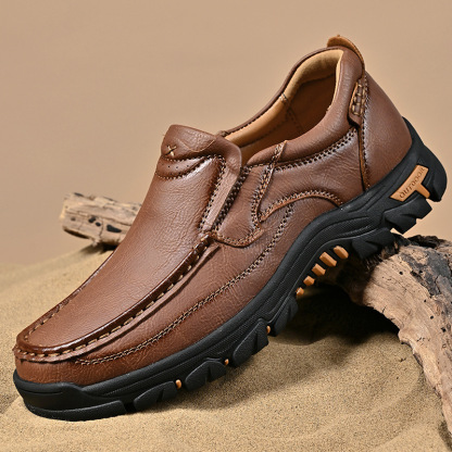 Men's Non-slip Walking Leather Lightweight Breathable Casual Loafers