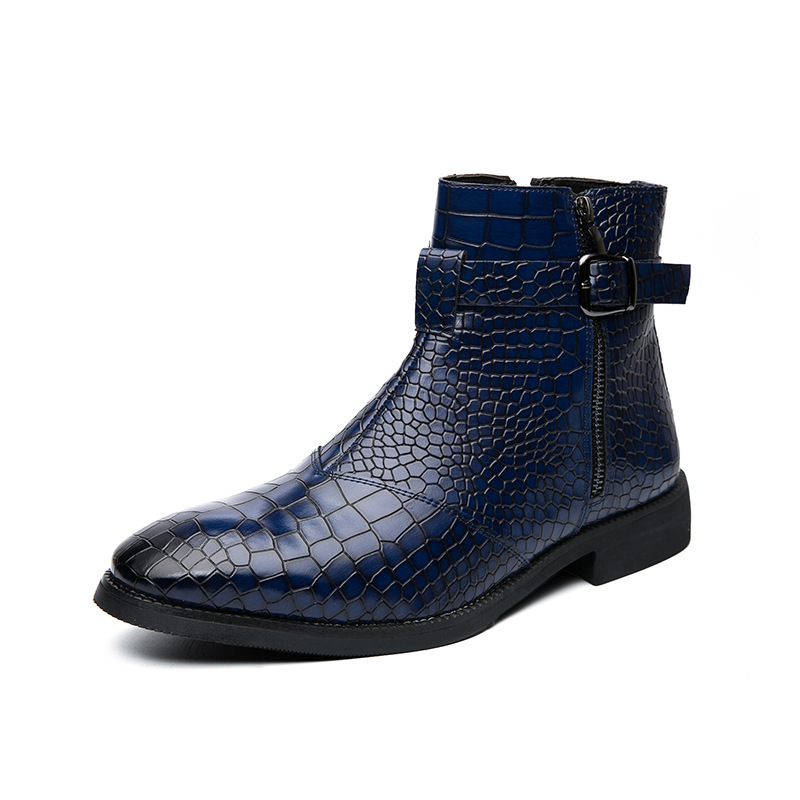 Fashion high top buckle men's boots