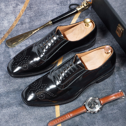 Men's Best-Selling Luxury Full-Grain Leather Oxford Shoes Stylish Gradient Color