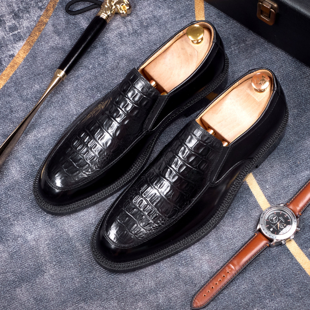 Men's Hand-Sewn Crocodile-Embossed Leather Loafers