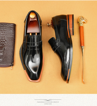 Genuine Leather Patent Leather Loafers - Slip-On Formal Shoes