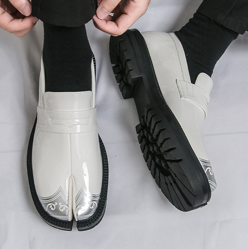 Men's Genuine Leather Round-Toe Platform Split-Toe Loafers