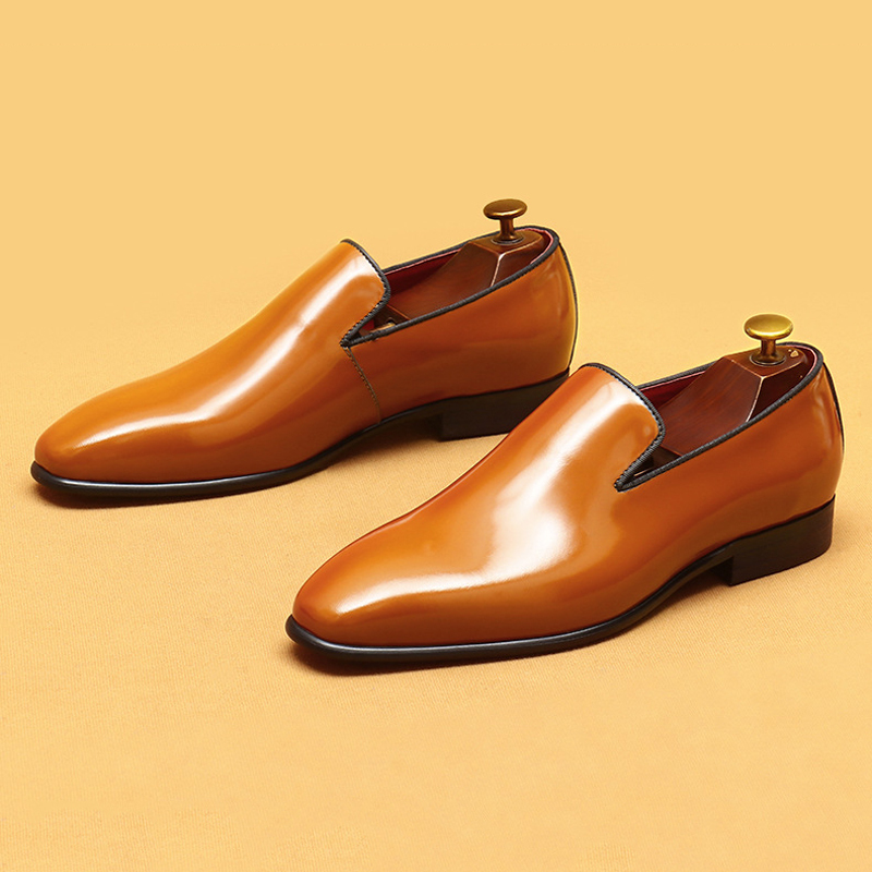 Men's Full-Grain Patent Leather Business-Casual Loafer Shoes