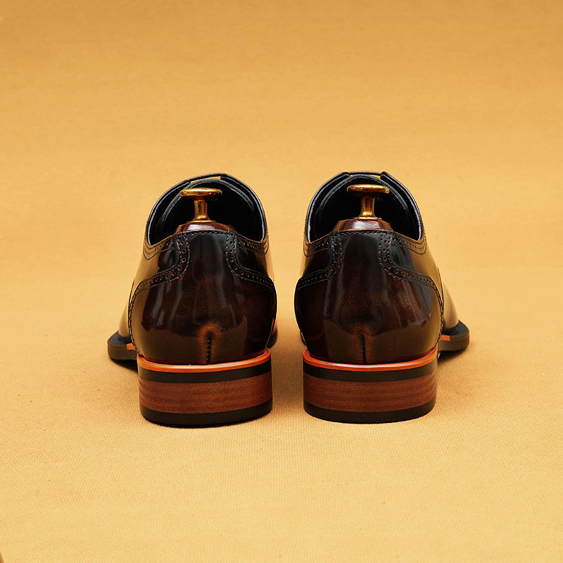 Men's Genuine Patent Leather British-Style Square-Toe Business Formal Derby Shoes