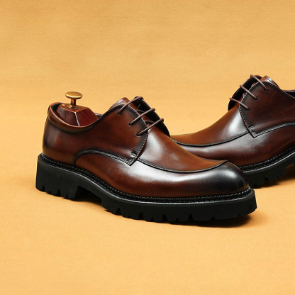 Men's Genuine Leather Business-Casual Platform Derby Shoes