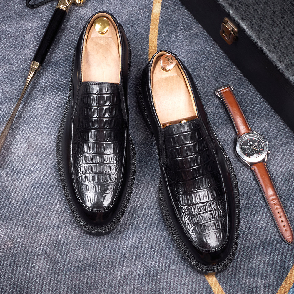 Men's Hand-Sewn Crocodile-Embossed Leather Loafers