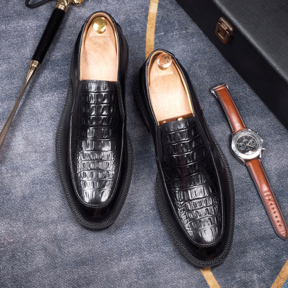 Men's Hand-Sewn Crocodile-Embossed Leather Loafers