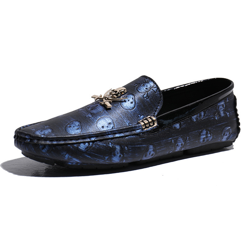 Men's Skull Print Slip-On Driving Loafers