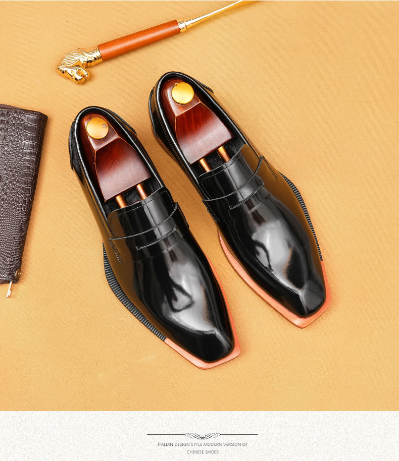 Genuine Leather Patent Leather Loafers - Slip-On Formal Shoes