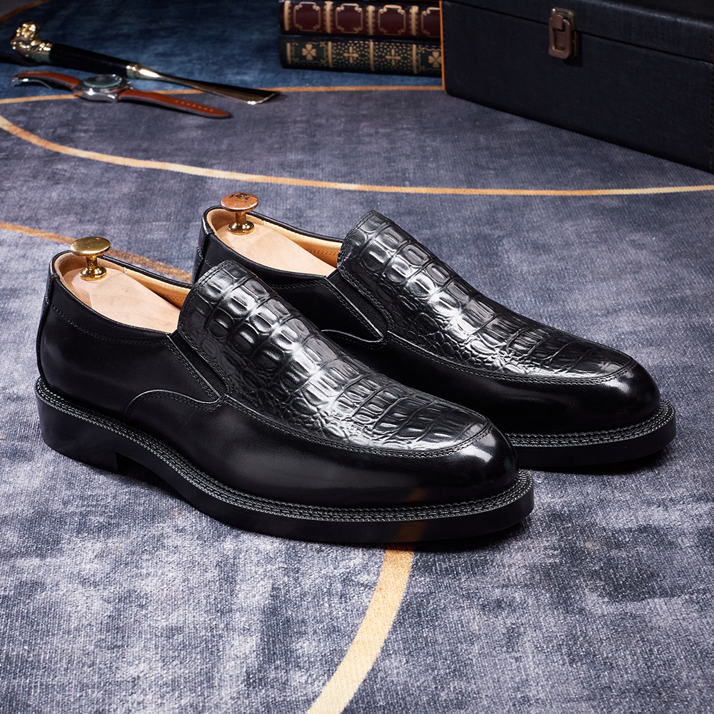 Men's Hand-Sewn Crocodile-Embossed Leather Loafers