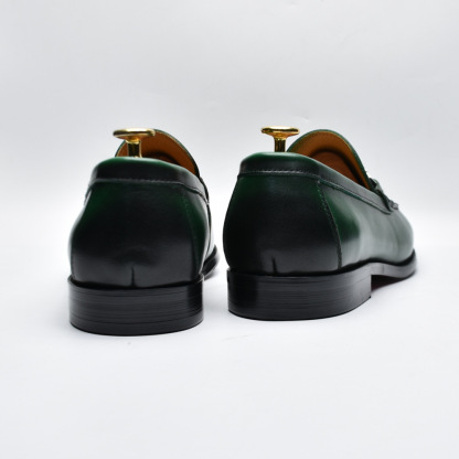 Men's first-layer cowhide hand-brushed colored horsebit loafers