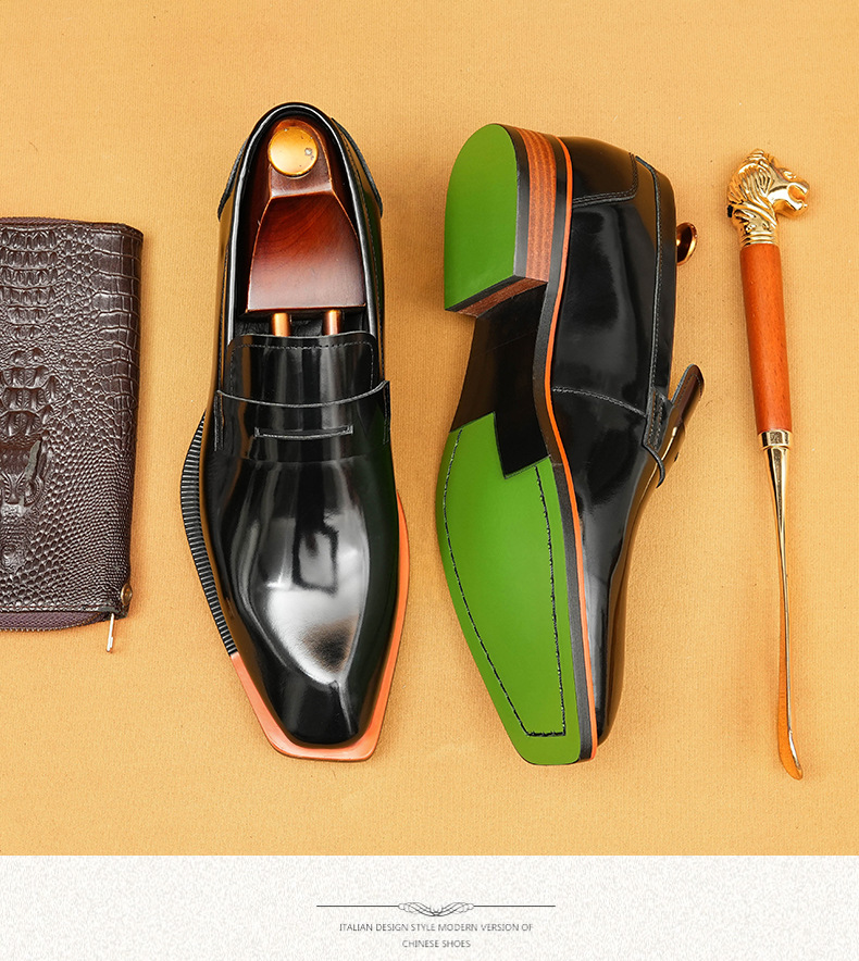 Genuine Leather Patent Leather Loafers - Slip-On Formal Shoes