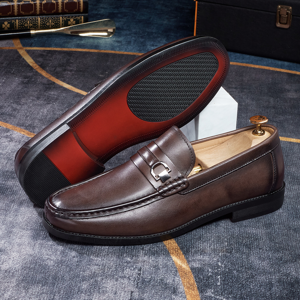 Comfort Rubber Sole Men's Loafers  Classic British Design  Vintage Burnished Leather