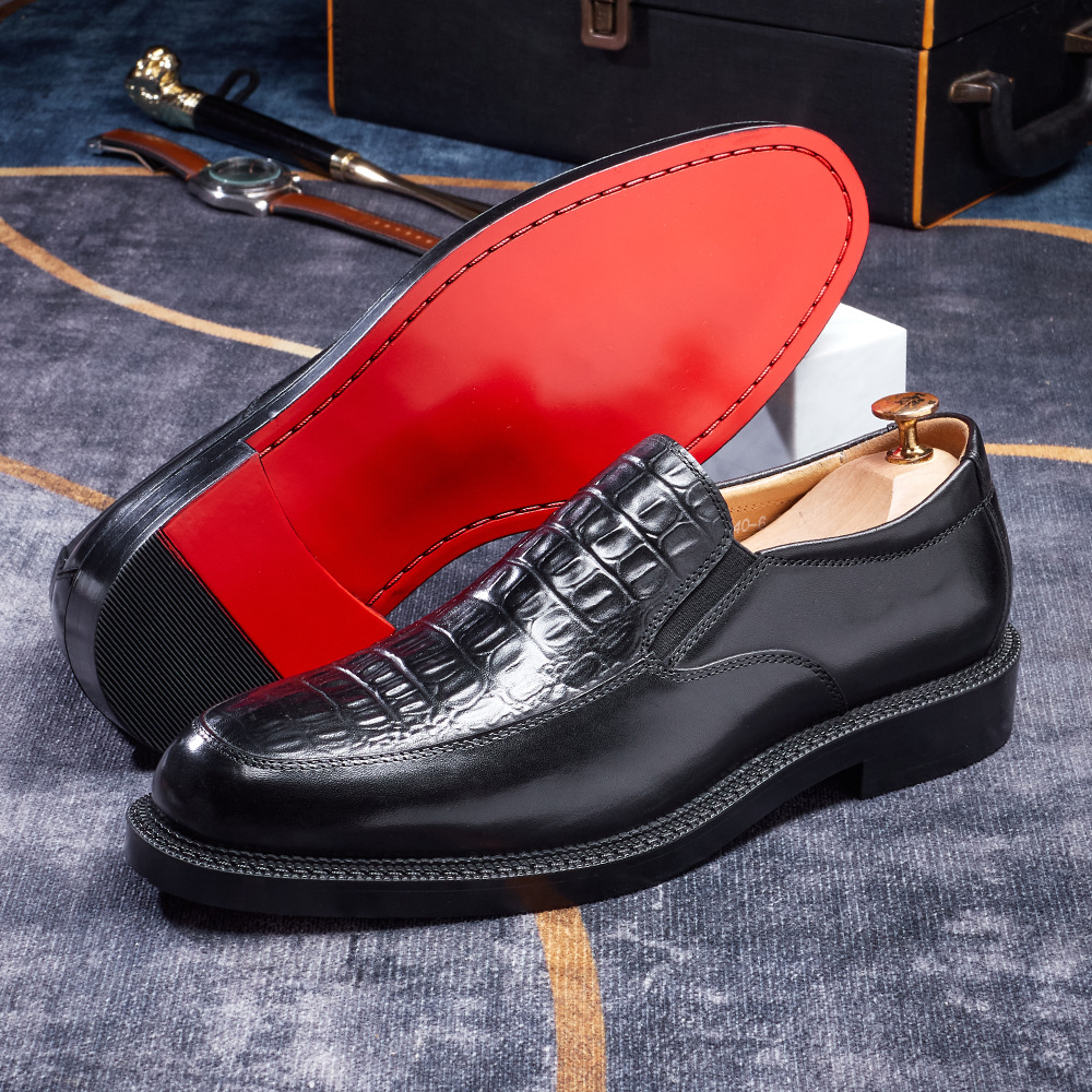 Men's Hand-Sewn Crocodile-Embossed Leather Loafers