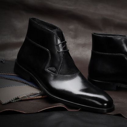 Business formal men's shoes autumn and winter new Martin boots men's trendy shoes men boots small square head British trendy shoes