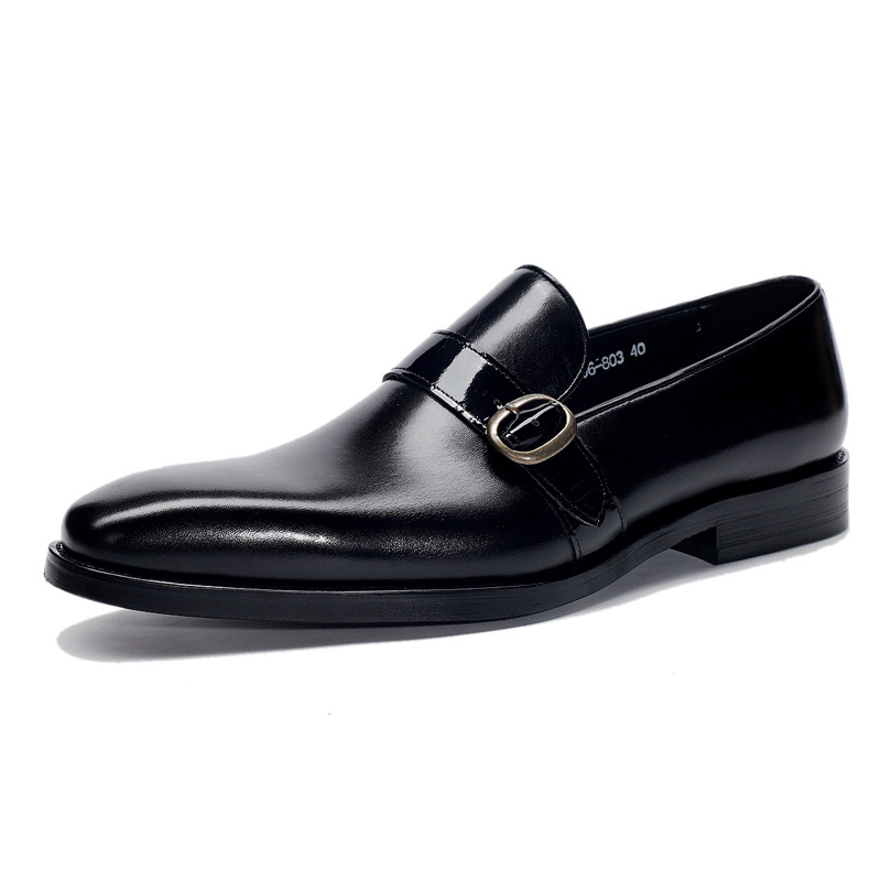 Men's shoes spring and summer new business casual leather shoes men's cowhide leather shoes small square head loafers men's agent