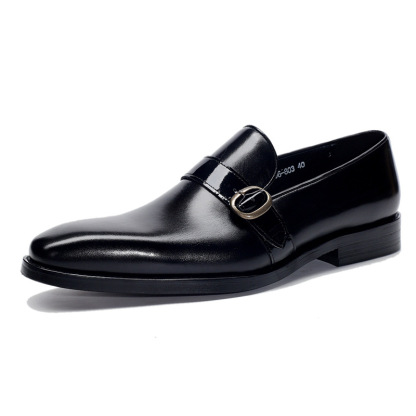Men's shoes spring and summer new business casual leather shoes men's cowhide leather shoes small square head loafers men's agent