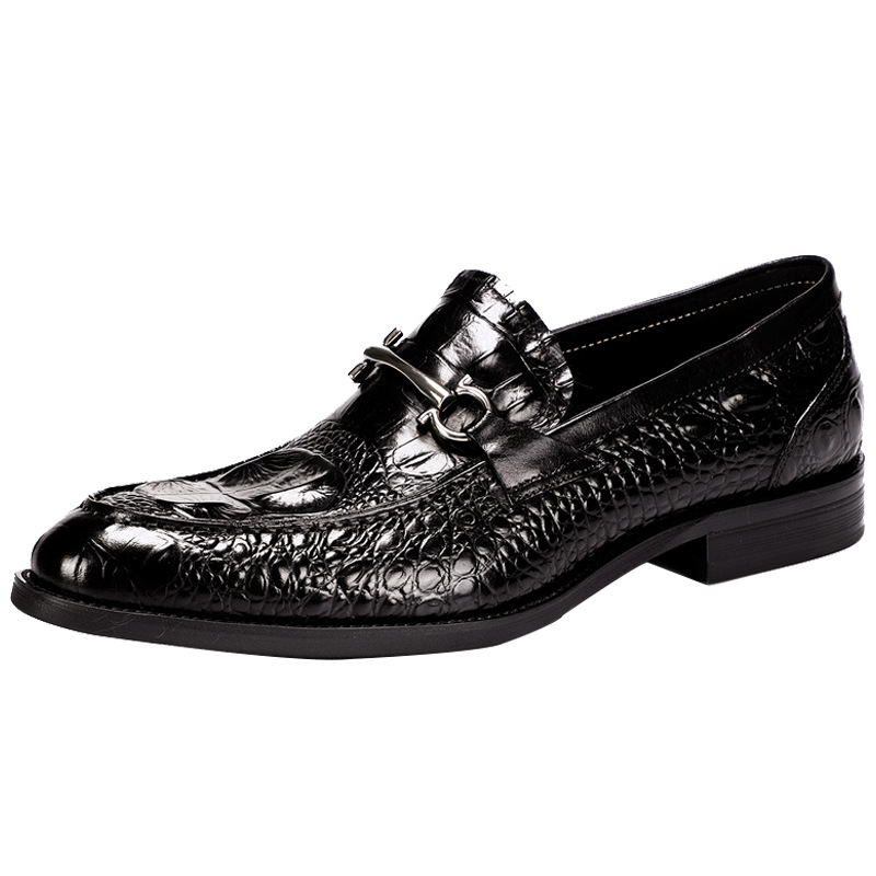 Men's crocodile pattern casual zhen'p loafers genuine leather