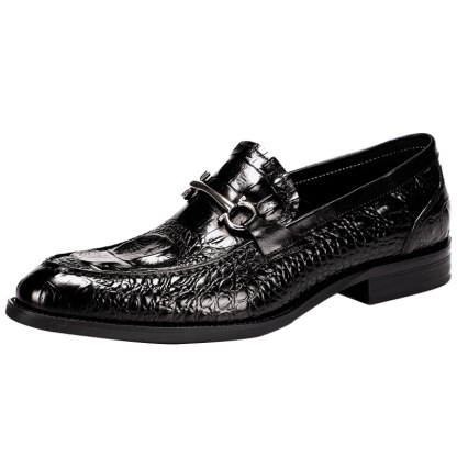 Men's crocodile pattern casual zhen'p loafers genuine leather