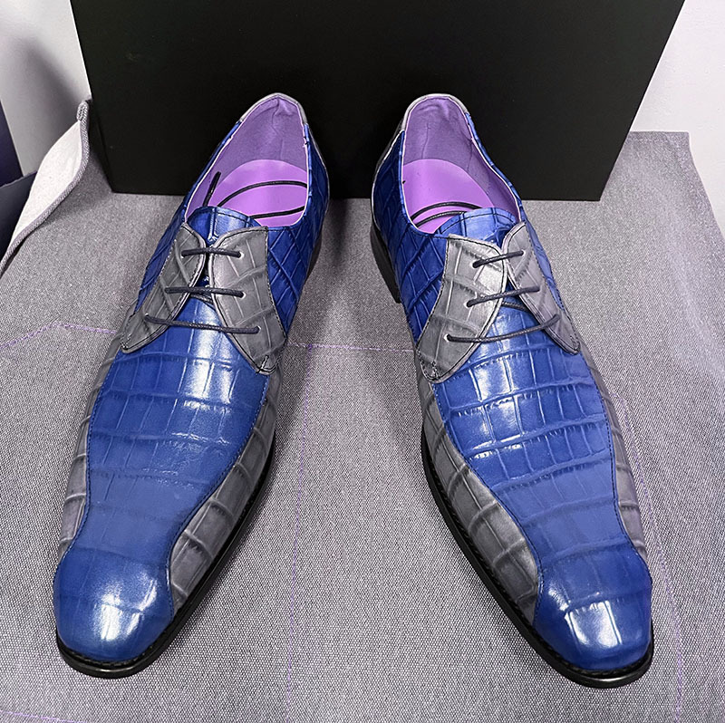 Men's stylish color matching lace-up leather shoes
