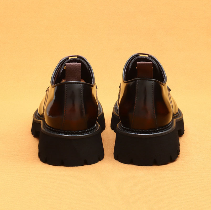 Men's Genuine Leather Round-Toe Platform Elevated Derby Shoes