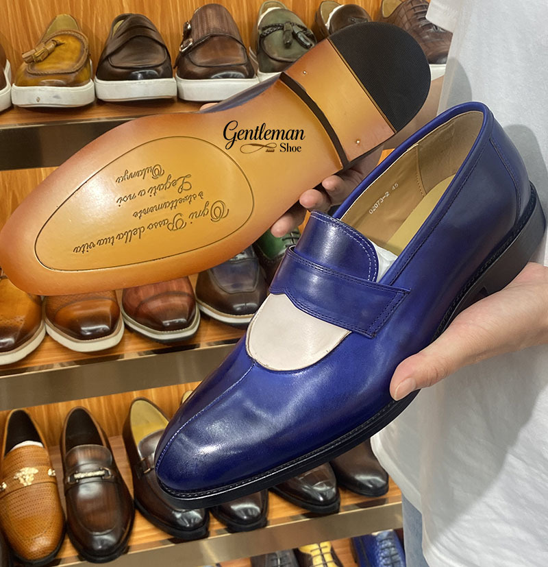 Stylish Navy - Blue Leather Loafers: Elegant and Sophisticated Footwear