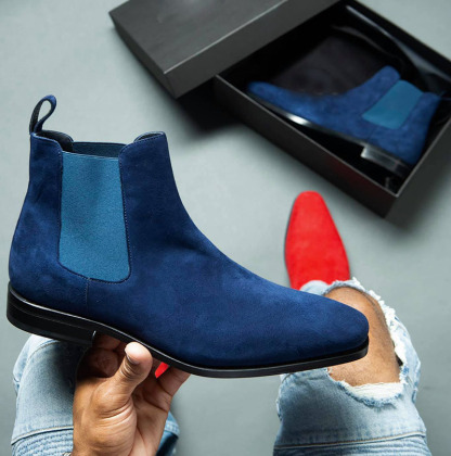 GENTLEMAN™-Classic Blue and Black Chelsea Boots