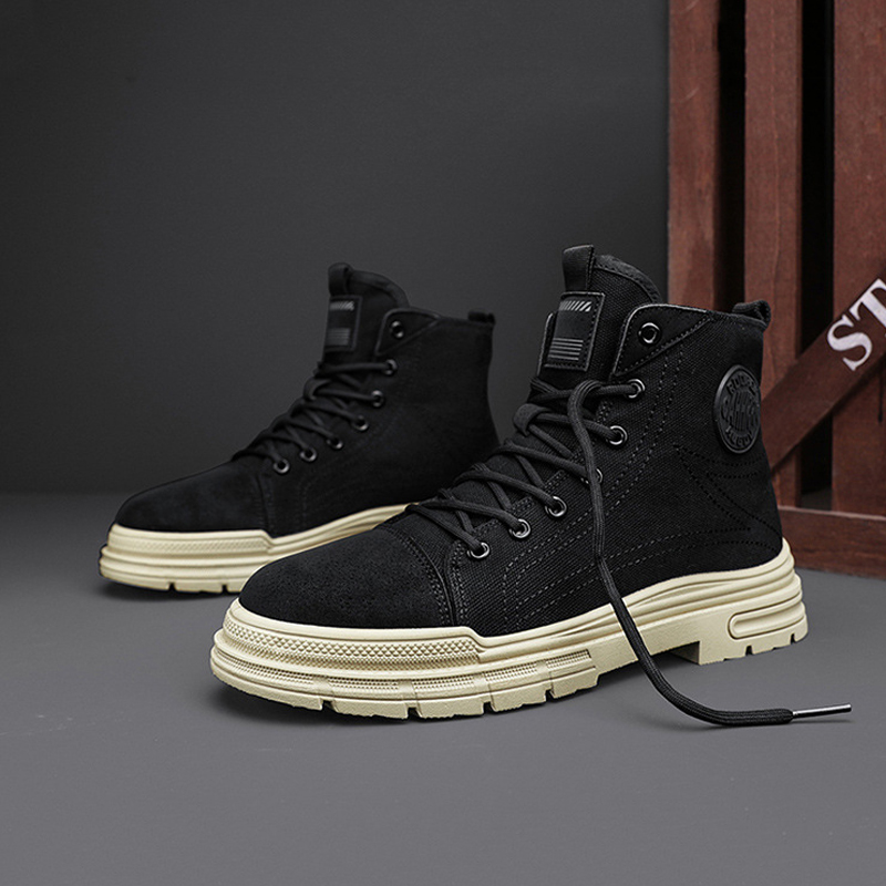 GUYSTEP™ Men's High-Top Work Boots: Canvas Lace-Up Platform | Durable & Shock-Absorbing | Outdoor Adventures & Street Style