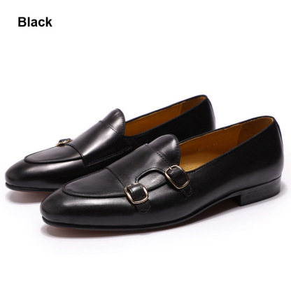 [Copy]2025 New men's business casual pointed toe black and white leather shoes