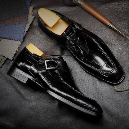GUYSTEP™-Breathable fashion design genuine leather lace-up men monk shoes