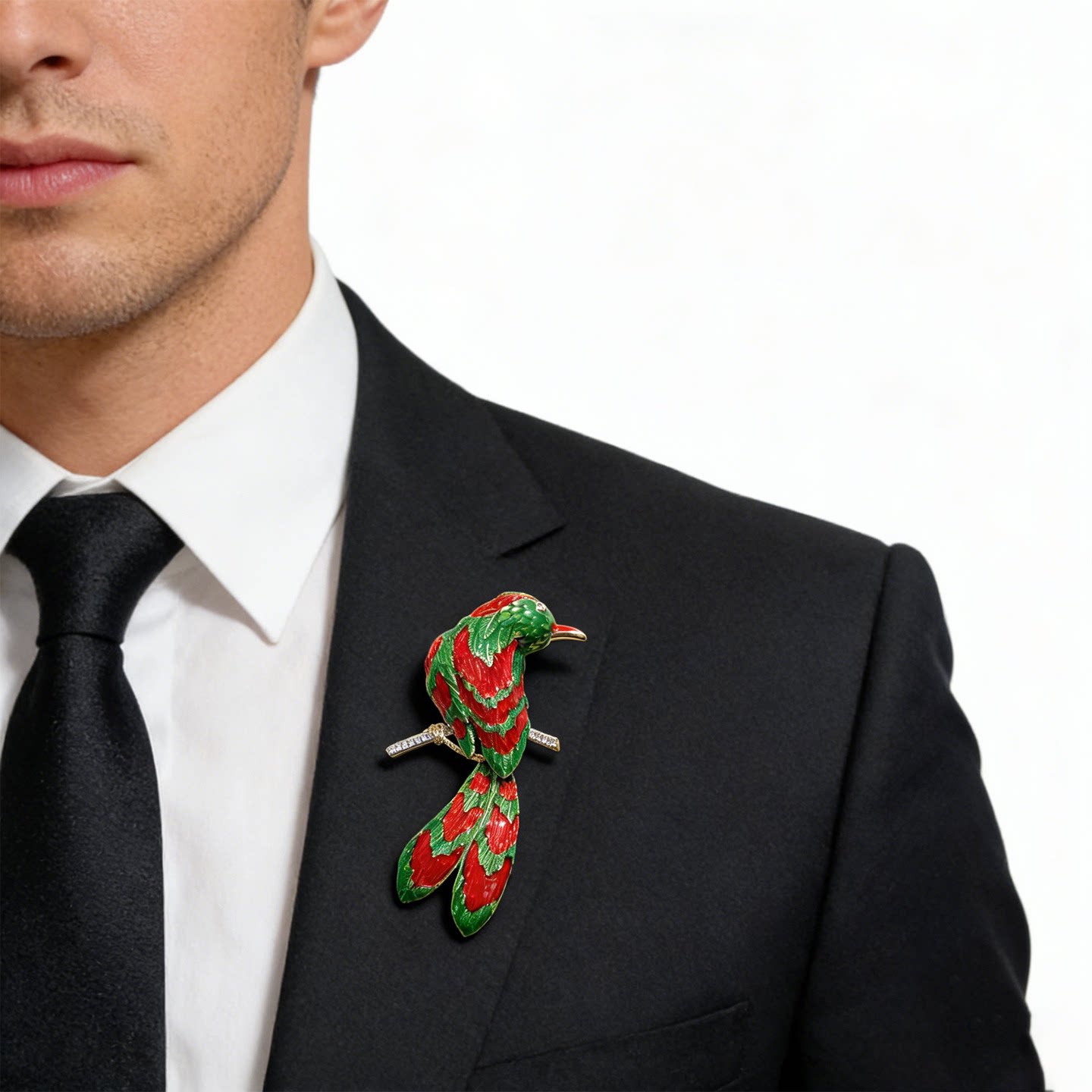 Vintage-style colorful parrot brooch