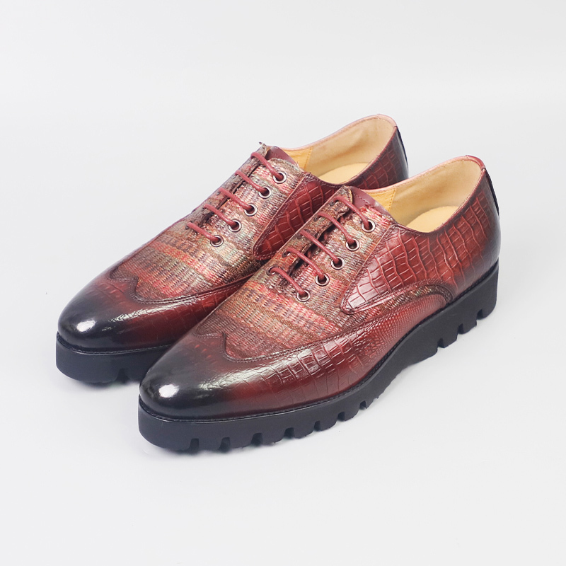 Men's large size casual fashion leather shoes Dark green purple brown