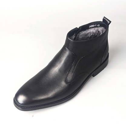 Men's Genuine Leather Fleece-Lined Chelsea Boots with Zipper