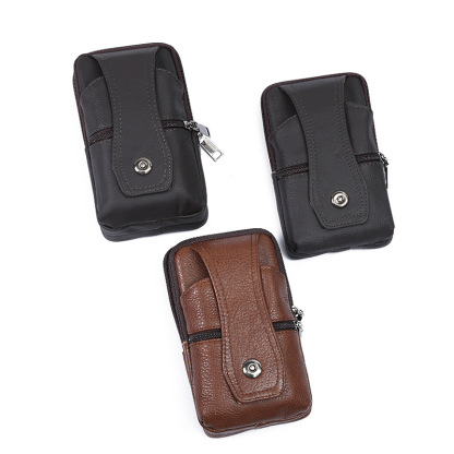 Men's waist bag with shoulder straps fashionable top layer vertical bag three-layer magnetic buckle diagonal men's bag street stall supply waist bag