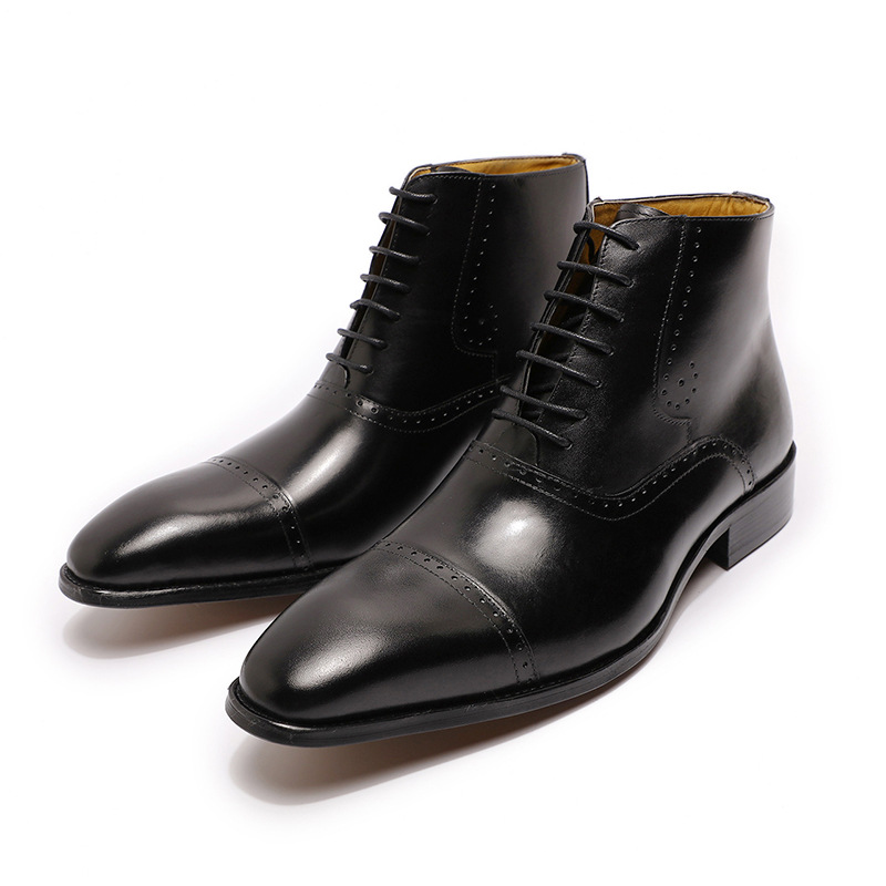 Wholesale men's leather boots pointed lace-up Martin boots classic three-joint men's boots Men's leather boots
