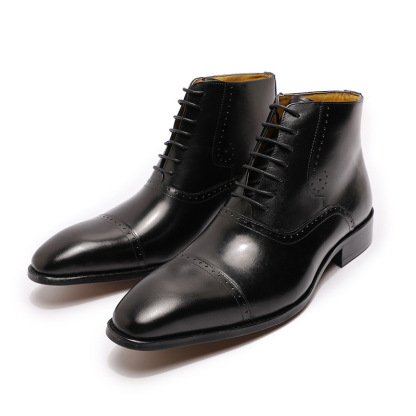 Wholesale men's leather boots pointed lace-up Martin boots classic three-joint men's boots Men's leather boots