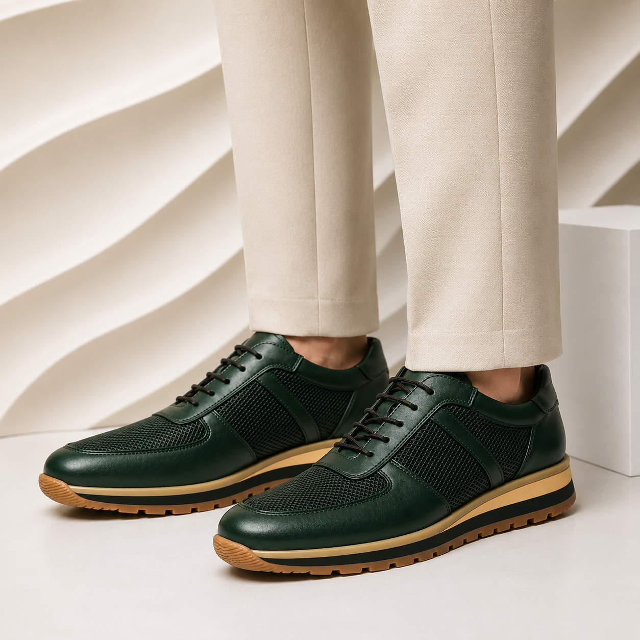 Men’s Premium Cowhide Leather Casual Sneakers – Multiple Colors