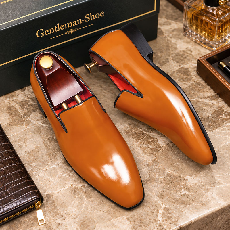 Men's Full-Grain Patent Leather Business-Casual Loafer Shoes