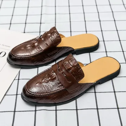 Luxury Tassel Men Slipper Summer Winter Mules Buckle Loafers Mens Leather Retro Flats Heels Party Slippers Slides Slip On Shoes
