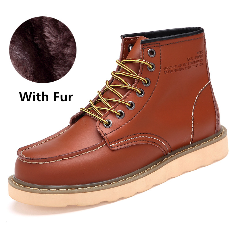 Vintage leather boots for men comfortable British style large size outdoor work boots