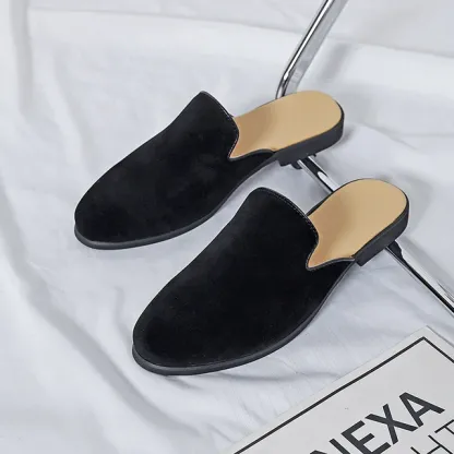 Luxury Tassel Men Slipper Summer Winter Mules Buckle Loafers Mens Leather Retro Flats Heels Party Slippers Slides Slip On Shoes