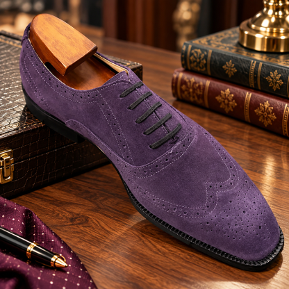 GENTLEMAN™Men's pointed toe British formal business frosted lace-up casual leather shoes