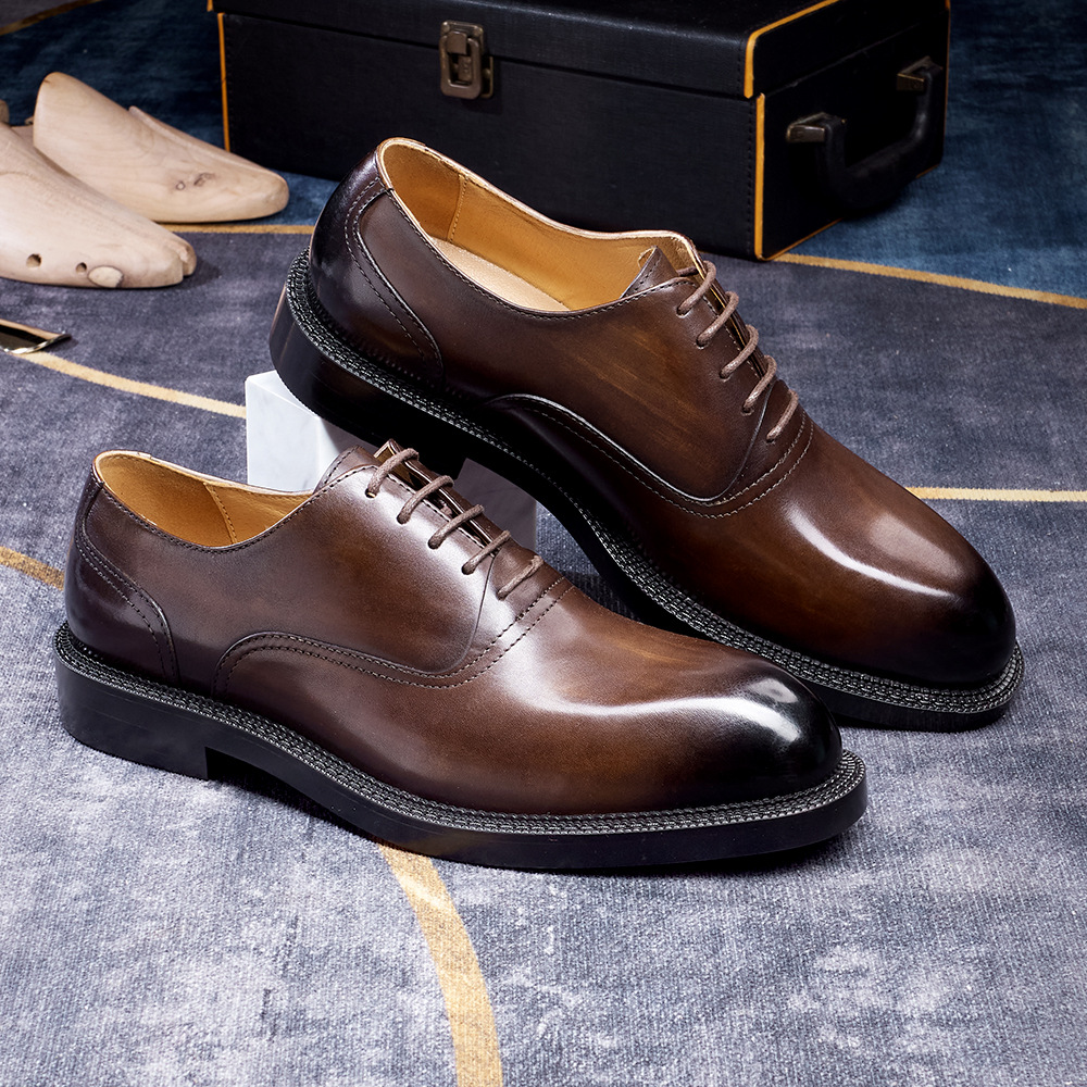 [Copy]Men's shiny leather loafers with metal horsebit
