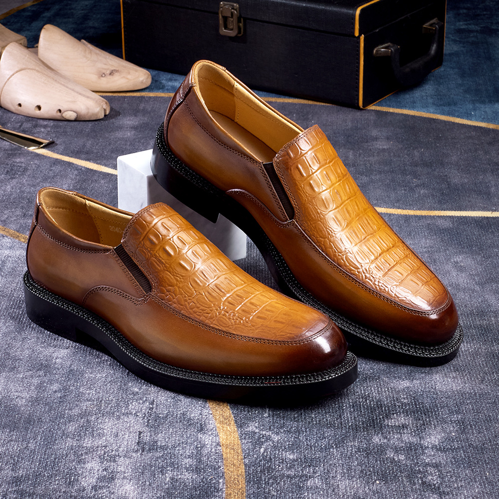 Men's Hand-Sewn Crocodile-Embossed Leather Loafers