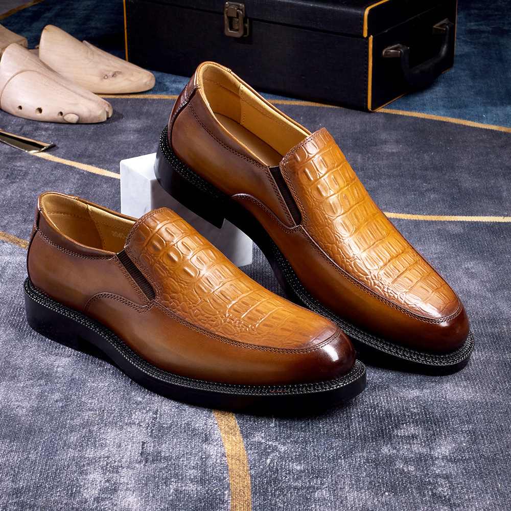 Men's Hand-Sewn Crocodile-Embossed Leather Loafers