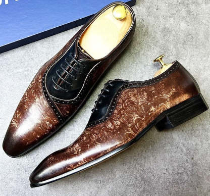Men's Genuine Leather Printed Brogue Oxford Shoes